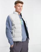 Topman Quilted Vest Jacket With Padding In Gray