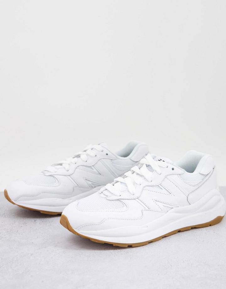 New Balance 57/40 Leather Sneakers In Triple White