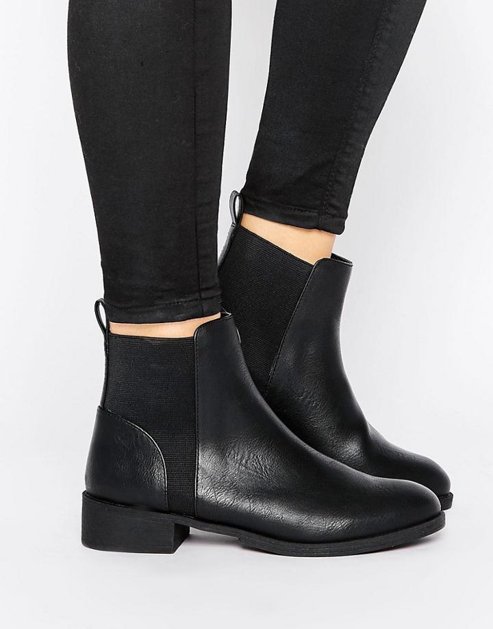 London Rebel Flat Chelsea Boot - Black