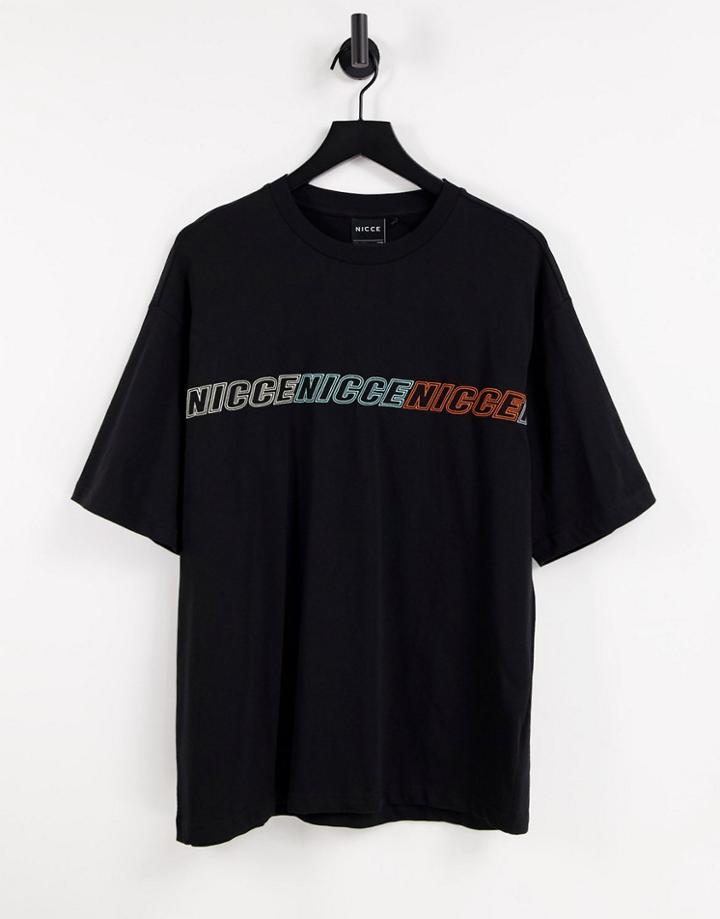 Nicce Rioja Emboidered T-shirt In Black