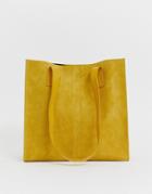 Asos Design Suede Square Shopper Bag - Yellow