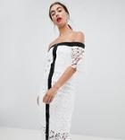 River Island Lace Off The Shoulder Midi Dress - White