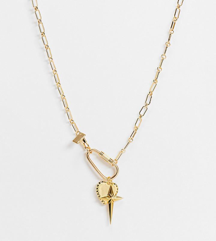 Regal Rose Exclusive Heart Charm Cluster Necklace In Gold Plate