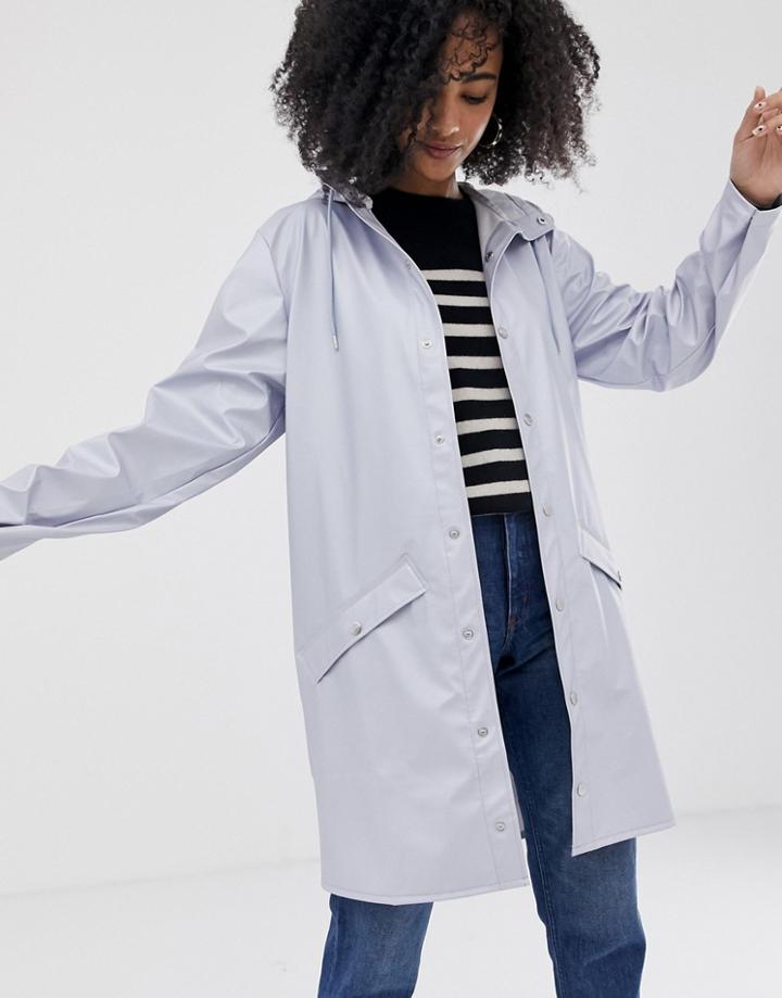 Rains Long Jacket In Metallic - Gray