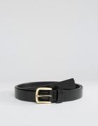 Smith And Canova Skinny Leather Belt In Black - Black