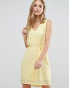 Vila V Neck Sleeveless Shift Dress - Yellow