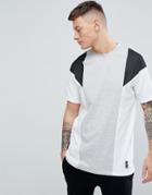 Bershka Sport Color Block T-shirt In Gray And White - Multi