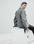 Asos Oversized Denim Jacket With Lace Up Sleeves In Gray - Gray