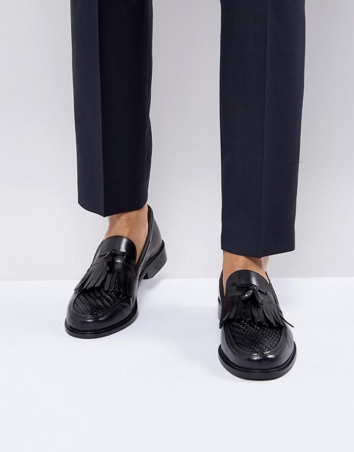 Farah Chapel Fridged Tassel Loafers - Black