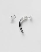 Designb Horn & Stud Earring In Silver - Silver