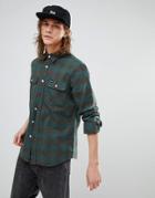 Brixton Bowery Flannel Checked Shirt In Standard Fit - Blue