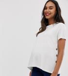 Asos Design Maternity Nursing T-shirt With Button Sides - Cream