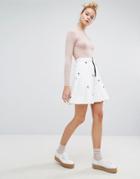 Sonia By Sonia Rykiel Embellished Denim Pleated Skirt - White