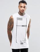 Asos Longline Sleeveless T-shirt With Flag Print - White