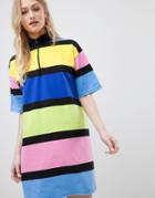 Asos Design Block Stripe Track Dress - Multi