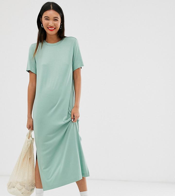 Monki Midi T-shirt Dress In Sage Green - Green