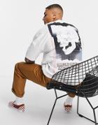 Asos Design Oversized T-shirt In White Organic Cotton Blend With Skull Back Print