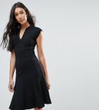Y.a.s Tall Cisley V Neck A Line Dress - Black