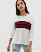 Hollister Oversized Sweater With Stripe Panel - White