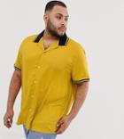 Asos Design Oversized Viscose Shirt With Contrast Rib Collar - Yellow