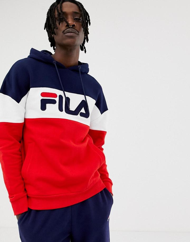 Fila Black Line Rayton Panel Hoodie In Red - Red