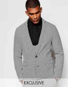 Reclaimed Vintage Skinny Suit Jacket In Houndstooth - Black