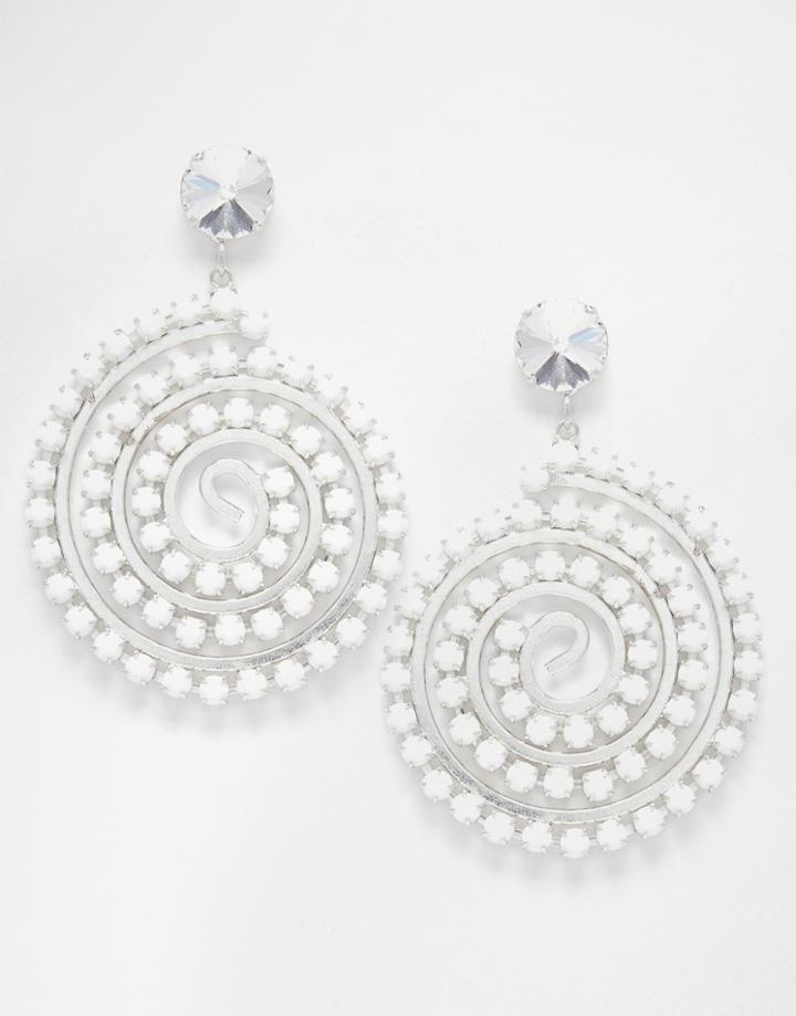 Krystal Swarovski Crystal Statement Spiral Drop Earrings - White