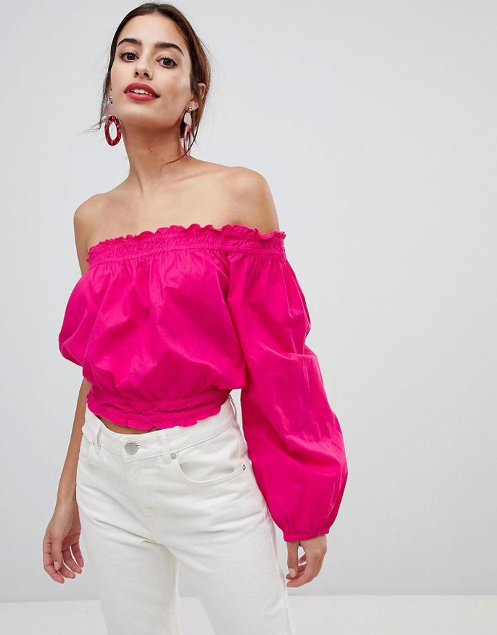 Na-kd - One Shoulder Smock Top - Pink