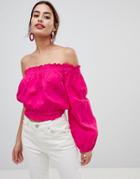 Na-kd - One Shoulder Smock Top - Pink