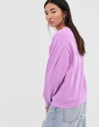 Asos Design Oversized Sweatshirt In Washed Neon Lilac-purple