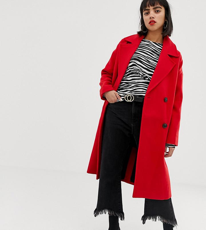 Vero Moda Petite Double Breasted Coat - Red