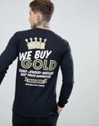 Cheats & Thieves Gold Back Print Long Sleeve Top - Black