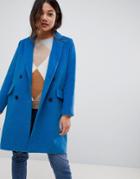Brave Soul Glenda Double Breasted Coat - Blue
