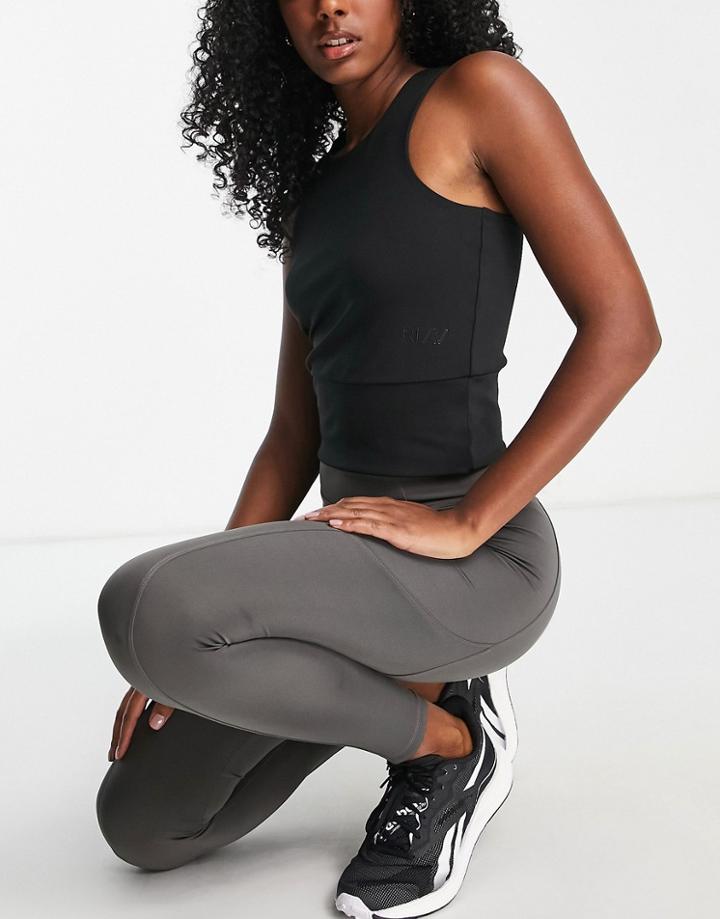 River Island Active Logo Fitted Tank Top In Black