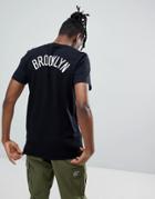 New Era Nba Brooklyn Nets T-shirt With Back Print In Black - Black