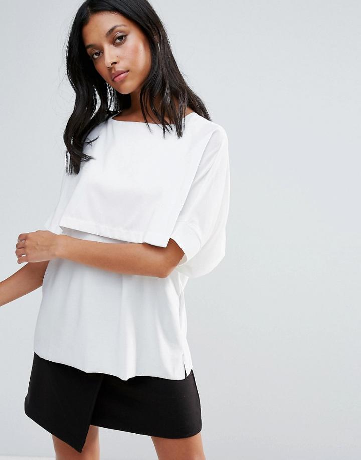 Liquorish Layered T Shirt - White