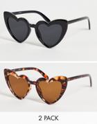 Madein. 2 Pack Heart Eye Sunglasses-multi