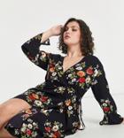 Yours Wrap Midi Dress In Navy Floral