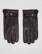 Peter Werth Classic Leather Gloves In Brown - Black