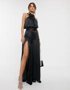 Asos Design High Shine Satin Wide Leg Pants Two-piece