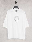 Asos Design Oversized T-shirt In White Organic Cotton With Circle Text Print