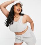 Threadbare Curve Crop Top And Sweatpants Shorts Set In Gray Heather-grey
