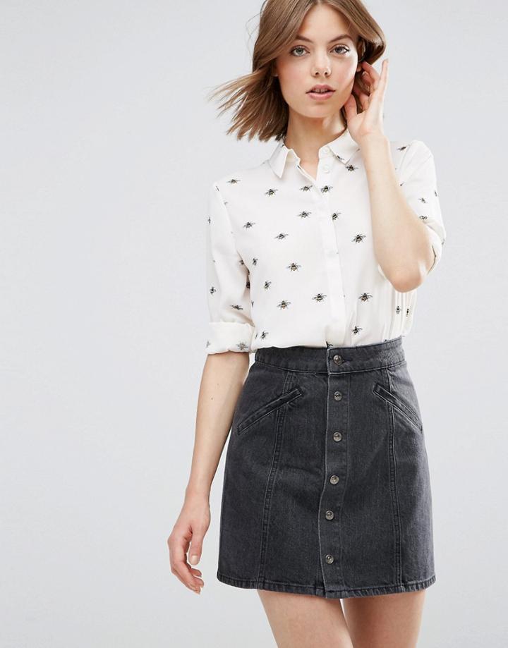 Asos Soft Shirt In Bee Print - Multi