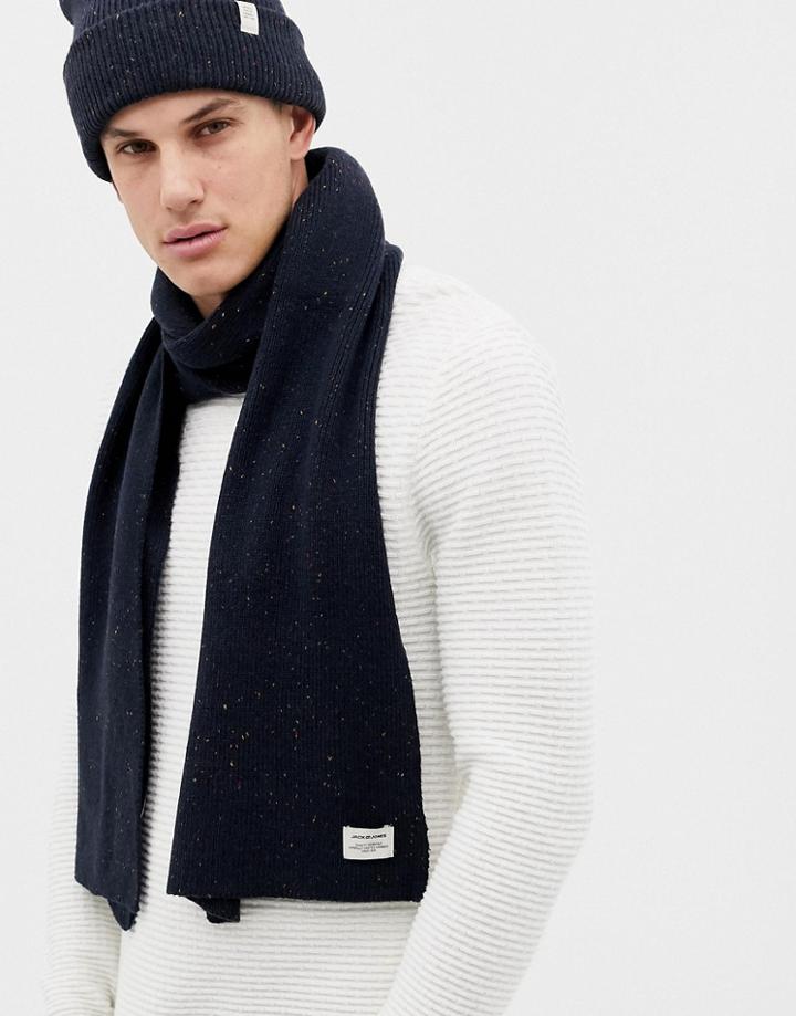 Jack & Jones Flecked Scarf - Navy