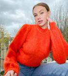 Vero Moda Tall Knitted Sweater With Puff Sleeves In Red-orange