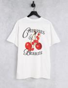 Vintage Supply Cherries & Berries Print T-shirt In White