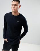 Hollister Seagull Logo Long Sleeve Top In Black - Black