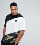 Good For Nothing Plus T-shirt With Camo Panel - Black