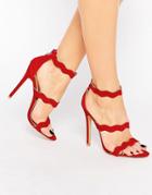 Public Desire Ela Red Wavy Strap Heeled Sandal - Red Mf