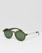 Mr. Boho Round Sunglasses Dalston In Green Monochrome Made In Italy - Green
